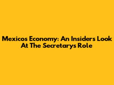 Mexico's Economy: An Insider's Look At The Secretary's Role